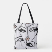 Minimale lijnkunst van vrouwengezichten tote bag (Achterkant)
