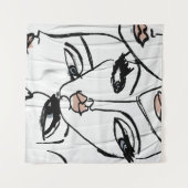 Minimale lijnkunst van vrouwengezichten wandkleed (Voorkant (horizontaal))