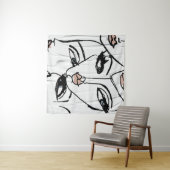 Minimale lijnkunst van vrouwengezichten wandkleed (In Situ (horizontaal))