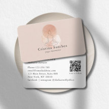 Minimale lijnkunst Vrouw Yoga Meditatie QR-code