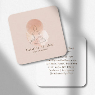 Minimale lijnkunst Vrouw Yoga-meditatie  Vierkante Visitekaartje