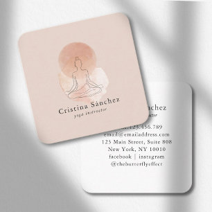 Minimale lijnkunst vrouw yoga meditatie vierkante visitekaartje
