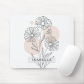 Minimale Lijnkunst Wilde Bloem Muismat (Met muis)