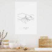 Minimale lijnkunstprint van het Meer van Bled | Sl Poster (Keuken)