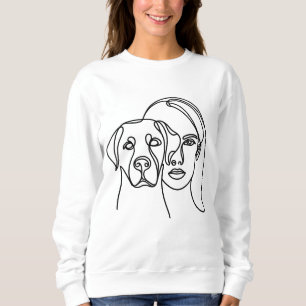 Minimale lijntekening portret van hondenmoeder trui
