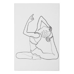 Minimale lijntekening Yoga Pose One Line Tekening Imitatie Canvas Print