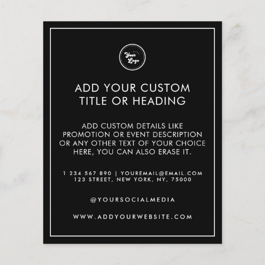 Minimale Lijst Border Custom Business Logo Black Flyer (Achterkant)