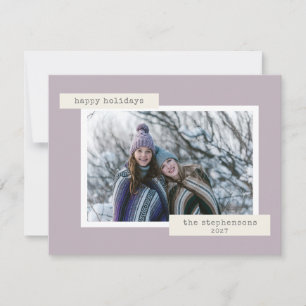 Minimale Lila aangepaste foto van Retro Pastel Feestdagenkaart