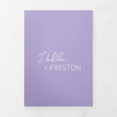 Minimale Lila foto Moderne bruiloft Drieluik Uitnodiging (Cover)