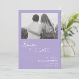 Minimale Lila Foto Moderne Trouwdag Save The Date