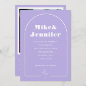 Minimale Lila Lavendel QR-code Boho Boog Lijnteken Kaart (Voorkant / Achterkant)