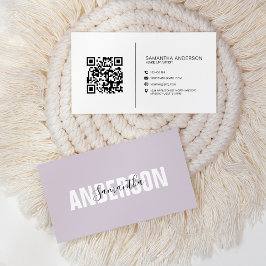 Minimale Lila Lavender QR-code Modern Visitekaartje