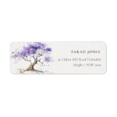Minimale Lila Waterverf Jacaranda Tree Adres Etiket (Voorkant)