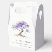 Minimale Lila Waterverf Jacaranda Tree Wedding Bedankdoosjes (Geopend)