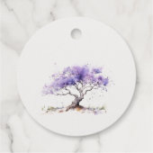Minimale Lila Waterverf Jacaranda Tree Wedding Bedankjes Labels (Achterkant)