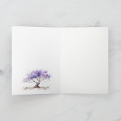 Minimale Lila Waterverf Jacaranda Tree Wedding Bedankkaart (Binnen)