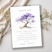 Minimale Lila Waterverf Jacaranda Tree Wedding Bedankkaart