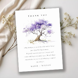 Minimale Lila Waterverf Jacaranda Tree Wedding Bedankkaart