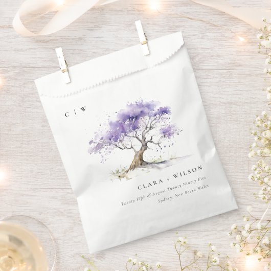 Minimale Lila Waterverf Jacaranda Tree Wedding Bedankzakje (Geknipt)