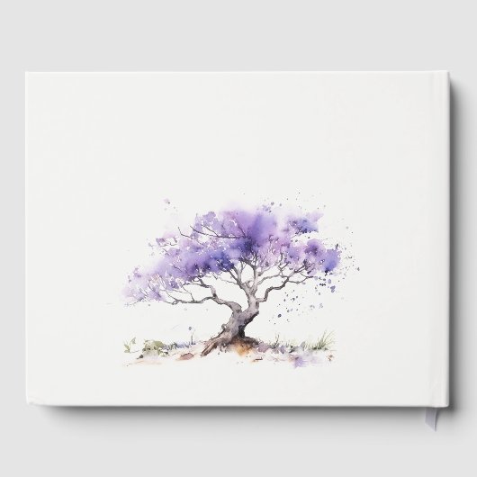 Minimale Lila Waterverf Jacaranda Tree Wedding Gastenboek (Achterkant)