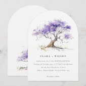 Minimale Lila Waterverf Jacaranda Tree Wedding Kaart (Voorkant / Achterkant)