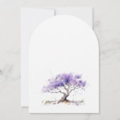 Minimale Lila Waterverf Jacaranda Tree Wedding Kaart (Achterkant)