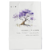 Minimale Lila Waterverf Jacaranda Tree Wedding Medium Cadeauzakje (Achterkant)