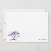Minimale Lila Waterverf Jacaranda Tree Wedding Notitiekaartje (Voorkant)