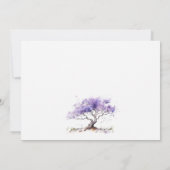 Minimale Lila Waterverf Jacaranda Tree Wedding Notitiekaartje (Achterkant)