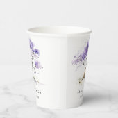 Minimale Lila Waterverf Jacaranda Tree Wedding Papieren Bekers (Rechts)
