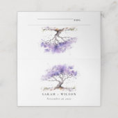 Minimale Lila Waterverf Jacaranda Tree Wedding Plaatskaartje (Buitenkant ongevouwen)
