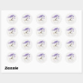 Minimale Lila Waterverf Jacaranda Tree Wedding Ronde Sticker (Vel)