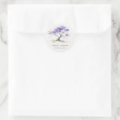 Minimale Lila Waterverf Jacaranda Tree Wedding Ronde Sticker (Tas)