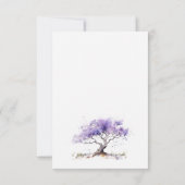 Minimale Lila Waterverf Jacaranda Tree Wedding RSVP Kaartje (Achterkant)