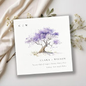 Minimale Lila Waterverf Jacaranda Tree Wedding Servet