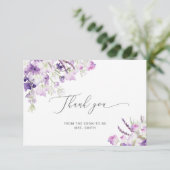 Minimale lila wildbloemen, brutaal dank u uw kaart (Staand voorkant)