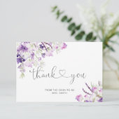 Minimale lila wilde bloemen, dank u kaart (Staand voorkant)
