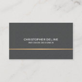 Minimale Linen Gray Faux Gold Line Interior Visitekaartje (Voorkant)