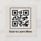Minimale Linen Vierkante QR Code Social Media Visitekaartje (Achterkant)