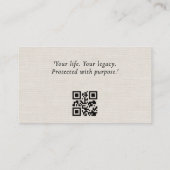Minimale Linnen Advocaat QR-code  Visitekaartje (Achterkant)