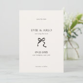 Minimale lint bruiloft save the date (Staand voorkant)