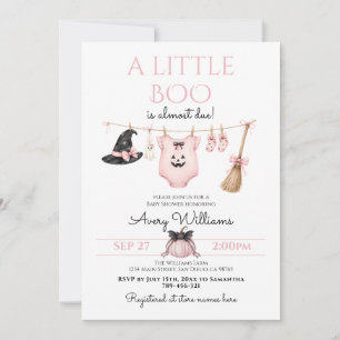 Minimale Little Boo Halloween Roze Baby Shower Kaart