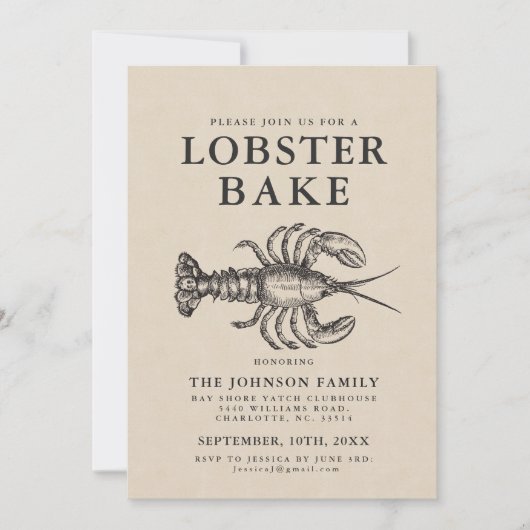 Minimale Lobster Bake  Style Invite Kaart (Voorkant)