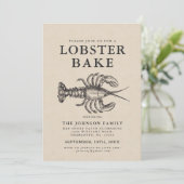Minimale Lobster Bake  Style Invite Kaart (Staand voorkant)