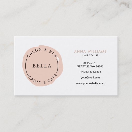 Minimale Logo Blush Salon en Spa afspraakkaart Afsprakenkaartje (Voorkant)