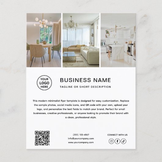 Minimale Logo Foto Witte Zakelijke Flyer (Voorkant)