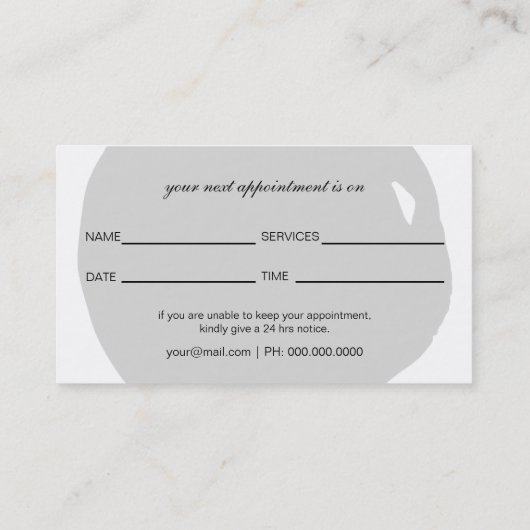 Minimale Logo Grijze Salon- en Spa-afsprakenkaart Afsprakenkaartje (Achterkant)