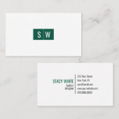 Minimale Logo initiaal Moderne, stijlvolle Blauwgr Visitekaartje (Voorkant / Achterkant)