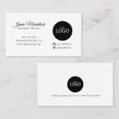 Minimale Logo Instagram Pinterest Black White Visitekaartje (Voorkant / Achterkant)
