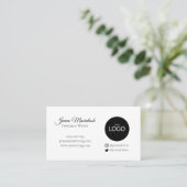 Minimale Logo Instagram Twitter Handle Black White Visitekaartje (Staand voorkant)